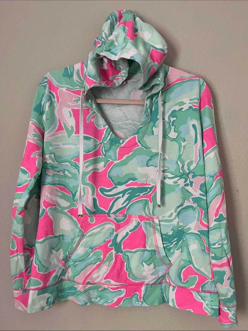 Lilly Pulitzer Mint Green and Pink Pullover Hoodie